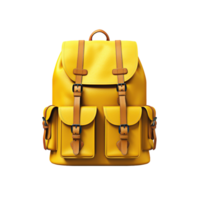 Yellow backpack isolated on transparent background, created with png