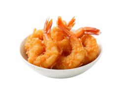 camarones tempura metido en un transparente fondo, creado con generativo ai png