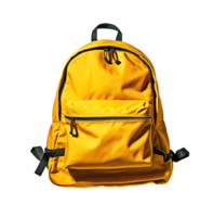 Yellow backpack isolated on transparent background, created with png