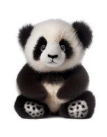 Fluffy small cute baby panda on transparent background, created with png