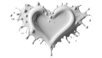 White heart shape milk splash on transparent background, created with png