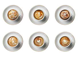 Latte cups isolated on transparent background, created with png