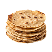 Traditional chapati tortillas isolated on transparent background, created with png