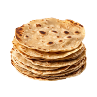 Traditional chapati tortillas isolated on transparent background, created with png