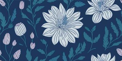 Vintage Dreams, Nostalgic Vector Illustration of Retro Floral Motifs