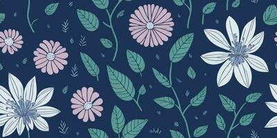 Nature's Tapestry, Artistic Vector Illustration of Hand-Drawn Plant Motifs
