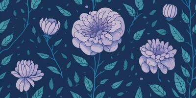 Enchanted Florals, Whimsical Vector Illustration of Mystical Flowers