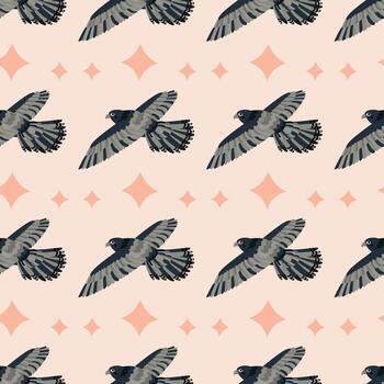 Pattern with falcon bird. vector