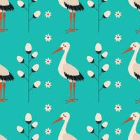 Pattern with stork bird. vector