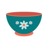 Dishes. A deep bowl for salad with a floral ornament. vector