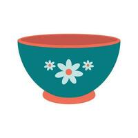 Dishes. A deep bowl for salad with a floral ornament. vector