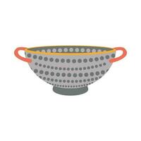 Dishes. Colander with handles on the edges. vector