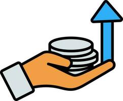 hand Holding Growth Finance Icon In Flat Style. vector