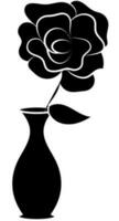 Glyph Style Rose Flower Pot Or Vase Icon. vector
