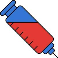 Flat Syringe Icon In Red And Blue Color. vector
