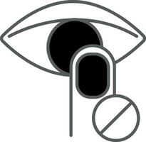 Do Not Touch Eye Icon In Black And White Color. vector