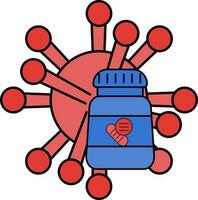 Virus With Bottle Icon In Blue And Red Color. vector