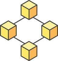 blockchain icono o símbolo en amarillo color. vector