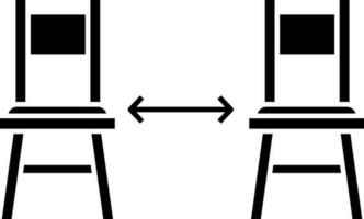 plano estilo asiento o silla distancia glifo icono. vector