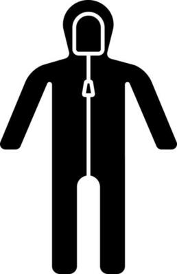 Flat Style PPE Suit Icon In Black Color.