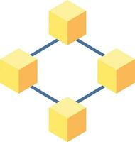 Blockchain Icon Or Symbol In Blue And Yellow Color. vector
