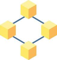 Blockchain Icon Or Symbol In Blue And Yellow Color. vector