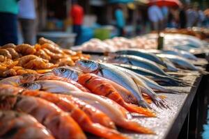 Local fish market on street. photo