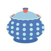 Dishes. Sugar bowl, bowl with polka dot lid. vector