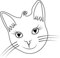 Hand drawn sketch doodle line illustration of a head of a cartoon cat vector