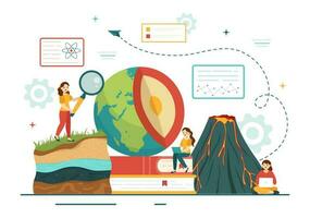 Geologist Vector Illustration with Soil Analysis and Features of the Earth for Science, Research or Expedition in Flat Cartoon Hand Drawn Templates