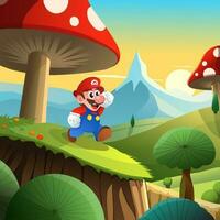 Plumber Hero Exploring the Mushroom Hill vector