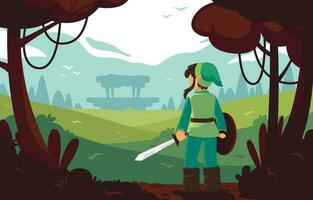 Elf knight in Nature Background vector