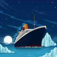 Cruise Ship with Iceberg Concept vector