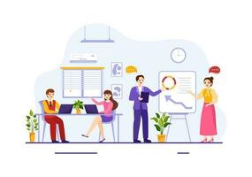 Coworking Business Vector Illustration with Colleagues Talking, Meeting and Working at the Office in Flat Cartoon Hand Drawn Landing Page Templates