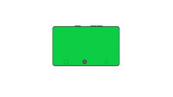 Tablet computer mockup with green screen, front view, isolated on white background. 4K animation with camera track motion video