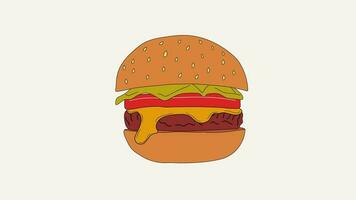 hambúrguer, queijo Hamburger plano desenho animado animação Projeto elemento 4k video