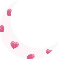 corazón con creciente Luna icono en rosado color. vector