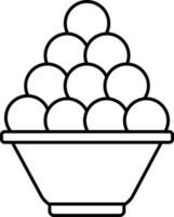 Sweet Balls Plate Black Outline Icon. vector