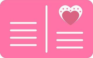 plano estilo amor tarjeta icono en rosado color. vector