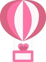 Heart With Hot Air Balloon Icon In Pink Color. vector