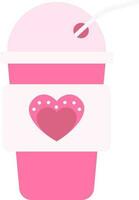 Heart Symbol On Disposable Cup Icon In Pink Color. vector