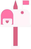 Pink Love Letter In Mailbox Flat Icon. vector