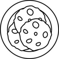 Butter On Flatbread Plate Icon In Line Art. vector