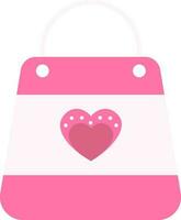 Heart Symbol On Shopping Bag Icon In Pink Color. vector