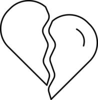 Broken Heart Icon In Black Thin Line Art. vector