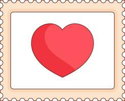 Flat Style Heart On White And Peach Square Frame Icon. vector