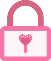 Heart Lock Flat Icon In Pink Color. vector