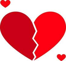 Flat Style Broken Heart Icon Or Symbol In Red Color. vector