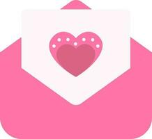 Pink Color Love Letter Icon In Flat Style. vector