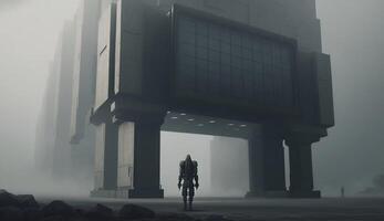 Robot Standing in Modern Building, Technology, Architecture, photo